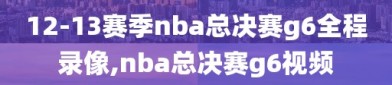 12-13赛季nba总决赛g6全程录像,nba总决赛g6视频