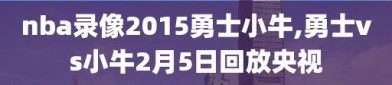 nba录像2015勇士小牛,勇士vs小牛2月5日回放央视