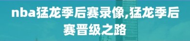 nba猛龙季后赛录像,猛龙季后赛晋级之路