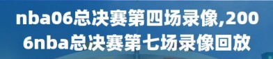 nba06总决赛第四场录像,2006nba总决赛第七场录像回放