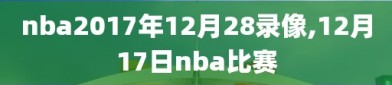 nba2017年12月28录像,12月17日nba比赛