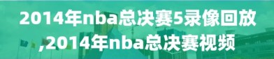 2014年nba总决赛5录像回放,2014年nba总决赛视频