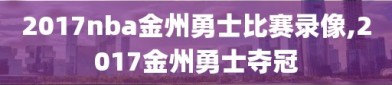 2017nba金州勇士比赛录像,2017金州勇士夺冠