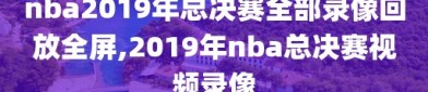 nba2019年总决赛全部录像回放全屏,2019年nba总决赛视频录像