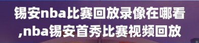 锡安nba比赛回放录像在哪看,nba锡安首秀比赛视频回放