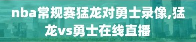 nba常规赛猛龙对勇士录像,猛龙vs勇士在线直播