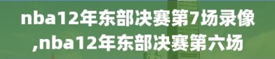 nba12年东部决赛第7场录像,nba12年东部决赛第六场