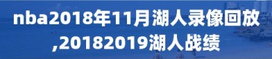 nba2018年11月湖人录像回放,20182019湖人战绩