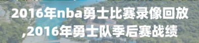 2016年nba勇士比赛录像回放,2016年勇士队季后赛战绩