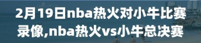 2月19日nba热火对小牛比赛录像,nba热火vs小牛总决赛