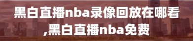 黑白直播nba录像回放在哪看,黑白直播nba免费