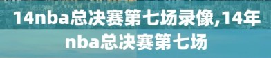 14nba总决赛第七场录像,14年nba总决赛第七场