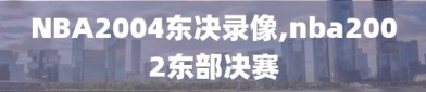 NBA2004东决录像,nba2002东部决赛