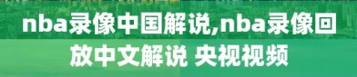 nba录像中国解说,nba录像回放中文解说 央视视频