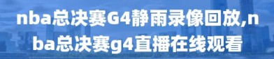 nba总决赛G4静雨录像回放,nba总决赛g4直播在线观看