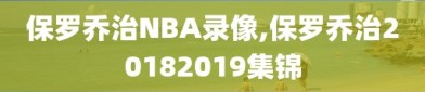 保罗乔治NBA录像,保罗乔治20182019集锦