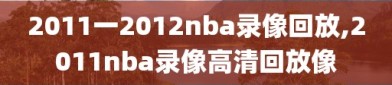 2011一2012nba录像回放,2011nba录像高清回放像