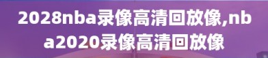 2028nba录像高清回放像,nba2020录像高清回放像