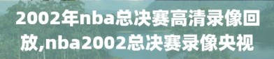 2002年nba总决赛高清录像回放,nba2002总决赛录像央视