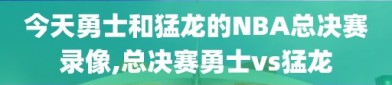 今天勇士和猛龙的NBA总决赛录像,总决赛勇士vs猛龙