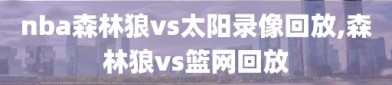 nba森林狼vs太阳录像回放,森林狼vs篮网回放