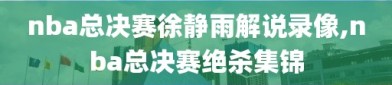 nba总决赛徐静雨解说录像,nba总决赛绝杀集锦