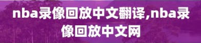 nba录像回放中文翻译,nba录像回放中文网