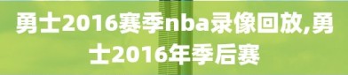 勇士2016赛季nba录像回放,勇士2016年季后赛