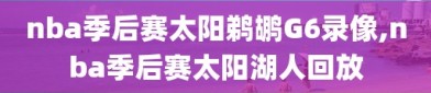 nba季后赛太阳鹈鹕G6录像,nba季后赛太阳湖人回放