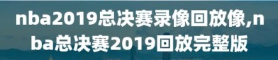 nba2019总决赛录像回放像,nba总决赛2019回放完整版