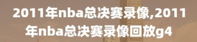 2011年nba总决赛录像,2011年nba总决赛录像回放g4