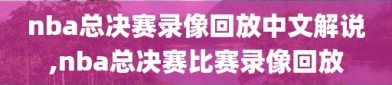 nba总决赛录像回放中文解说,nba总决赛比赛录像回放