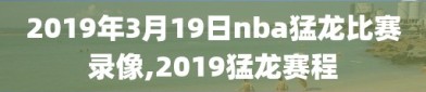 2019年3月19日nba猛龙比赛录像,2019猛龙赛程