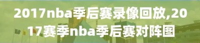 2017nba季后赛录像回放,2017赛季nba季后赛对阵图