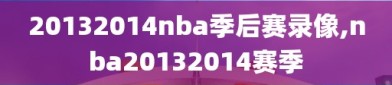 20132014nba季后赛录像,nba20132014赛季