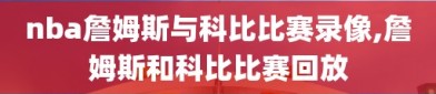 nba詹姆斯与科比比赛录像,詹姆斯和科比比赛回放