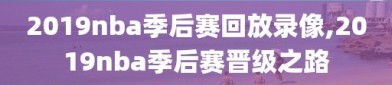 2019nba季后赛回放录像,2019nba季后赛晋级之路