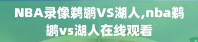 NBA录像鹈鹕VS湖人,nba鹈鹕vs湖人在线观看