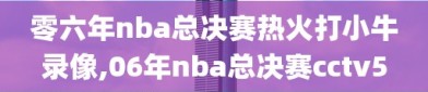 零六年nba总决赛热火打小牛录像,06年nba总决赛cctv5