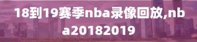 18到19赛季nba录像回放,nba20182019