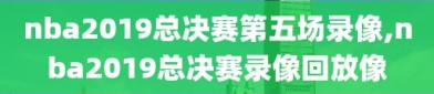 nba2019总决赛第五场录像,nba2019总决赛录像回放像