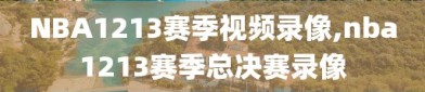NBA1213赛季视频录像,nba1213赛季总决赛录像