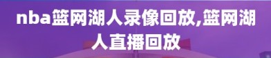 nba篮网湖人录像回放,篮网湖人直播回放