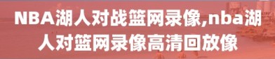 NBA湖人对战篮网录像,nba湖人对篮网录像高清回放像