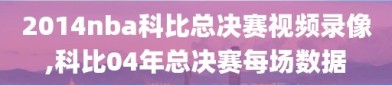 2014nba科比总决赛视频录像,科比04年总决赛每场数据