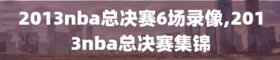 2013nba总决赛6场录像,2013nba总决赛集锦