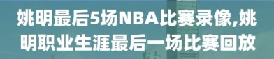 姚明最后5场NBA比赛录像,姚明职业生涯最后一场比赛回放