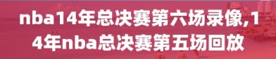 nba14年总决赛第六场录像,14年nba总决赛第五场回放