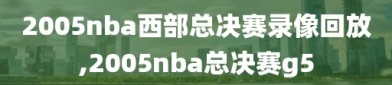 2005nba西部总决赛录像回放,2005nba总决赛g5