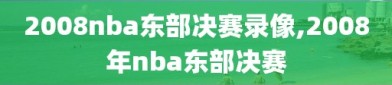 2008nba东部决赛录像,2008年nba东部决赛